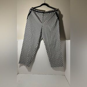 Talbots Black and White Dress Pants with Geometric Pattern